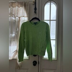 Women's Green Cable Knit Sweater